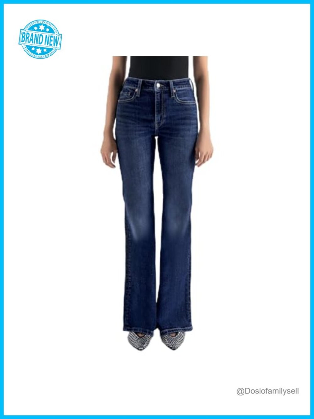 Women's Mid Rise Stretch Flare Jeans Bootcut Bell Bottom Denim Pants